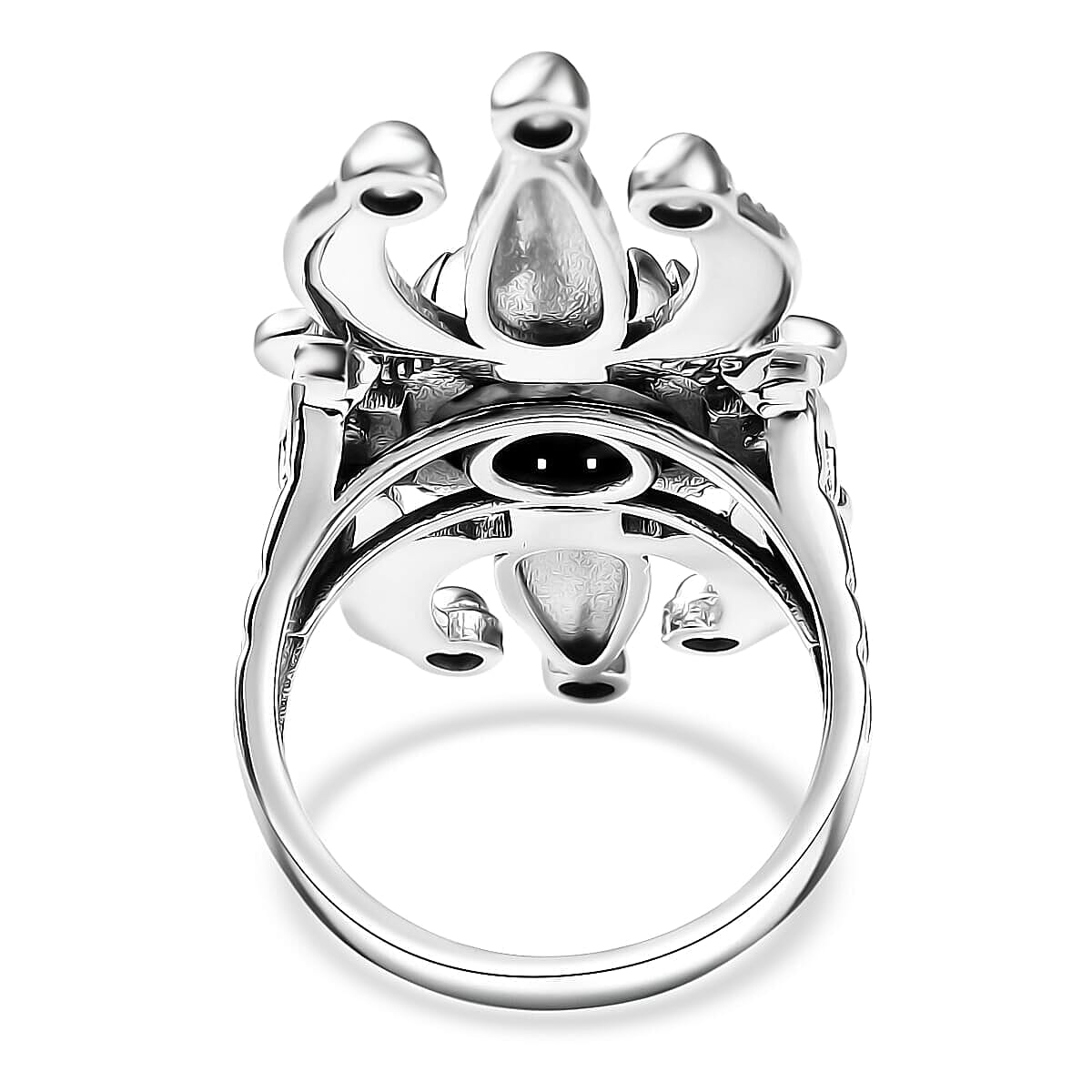 D'Joy  White Buffalo Artisan Crafted Ring in Black Oxidised Sterling Silver 4.15 ctw (Size 10.0)