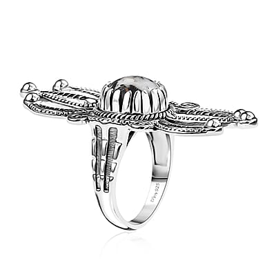 D'Joy Artisan Crafted Premium White Buffalo 4.15 ctw Ring in Black Oxidised Sterling Silver (Size 6.0)