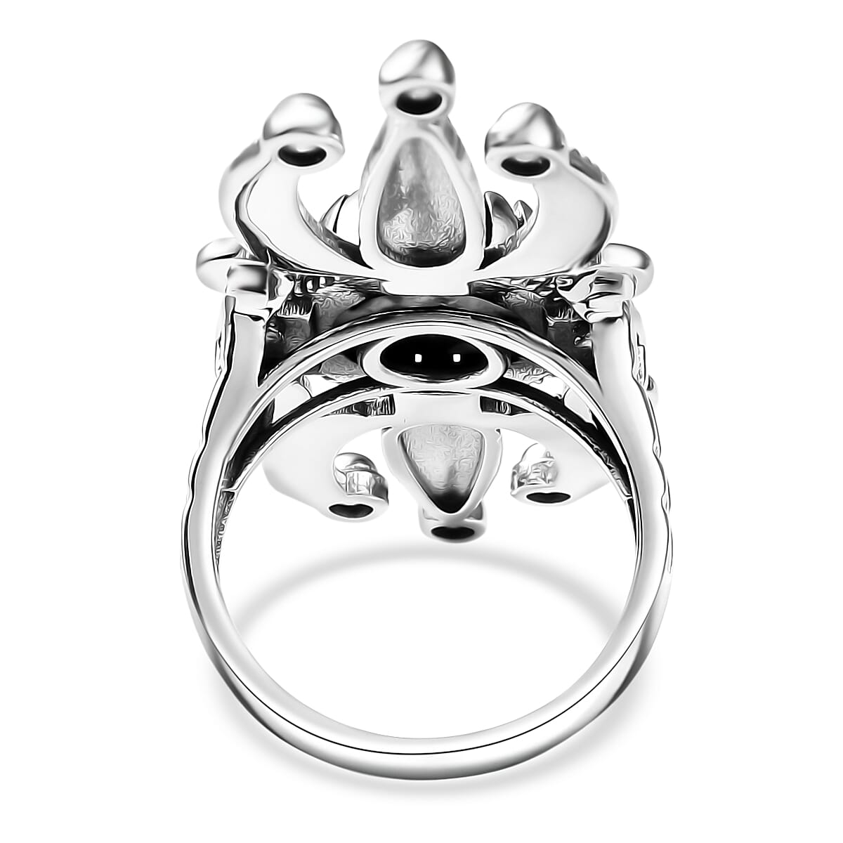 D'Joy Artisan Crafted Premium White Buffalo 4.15 ctw Ring in Black Oxidised Sterling Silver (Size 6.0) image number 4