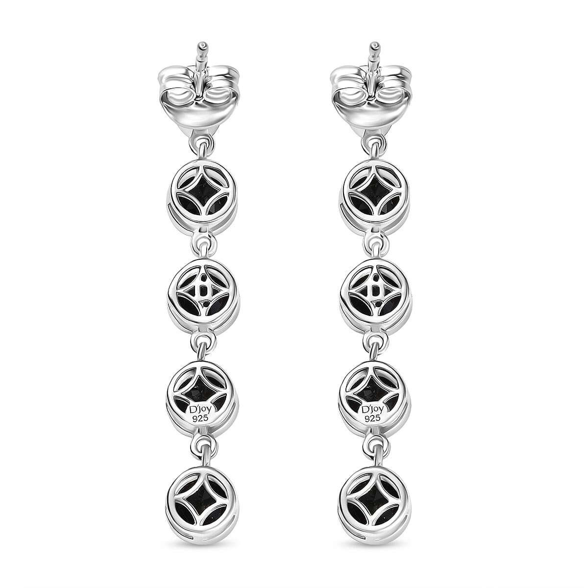 D'Joy Thai Black Spinel 4.60 ctw Earrings in Platinum Over Sterling Silver