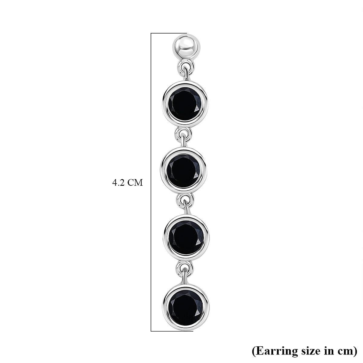 D'Joy Thai Black Spinel 4.60 ctw Earrings in Platinum Over Sterling Silver