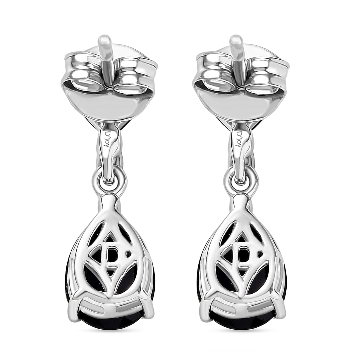 D'Joy Thai Black Spinel and White Zircon 4.85 ctw Earrings in Platinum Over Sterling Silver
