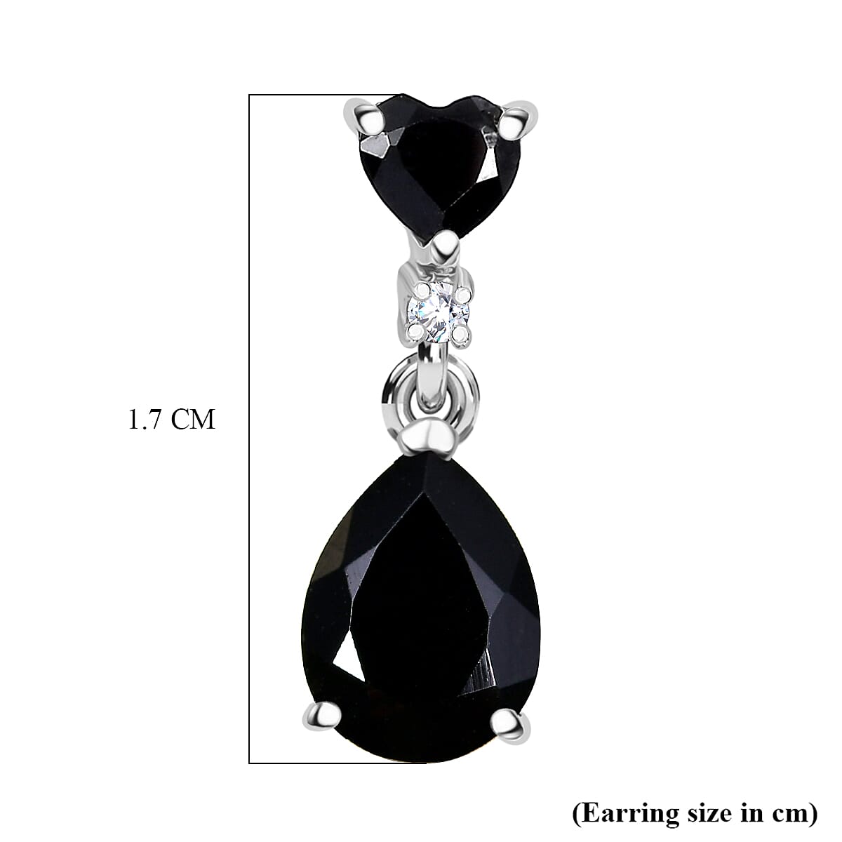 D'Joy Thai Black Spinel and White Zircon 4.85 ctw Earrings in Platinum Over Sterling Silver