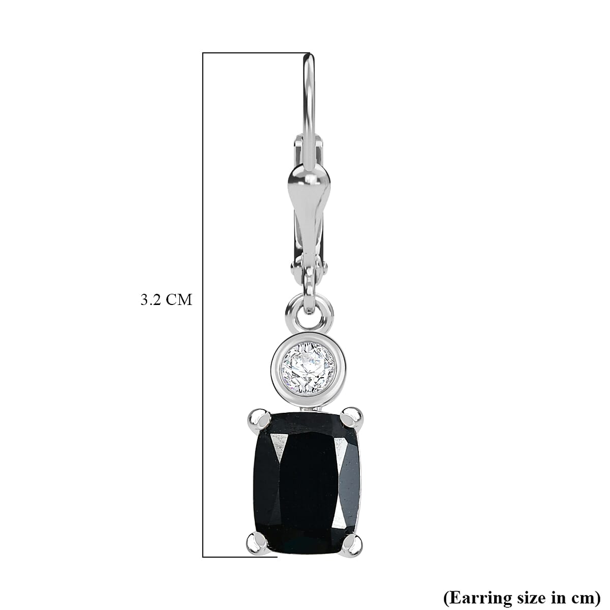 D'Joy Thai Black Spinel and White Zircon 4.50 ctw Earrings in Platinum Over Sterling Silver
