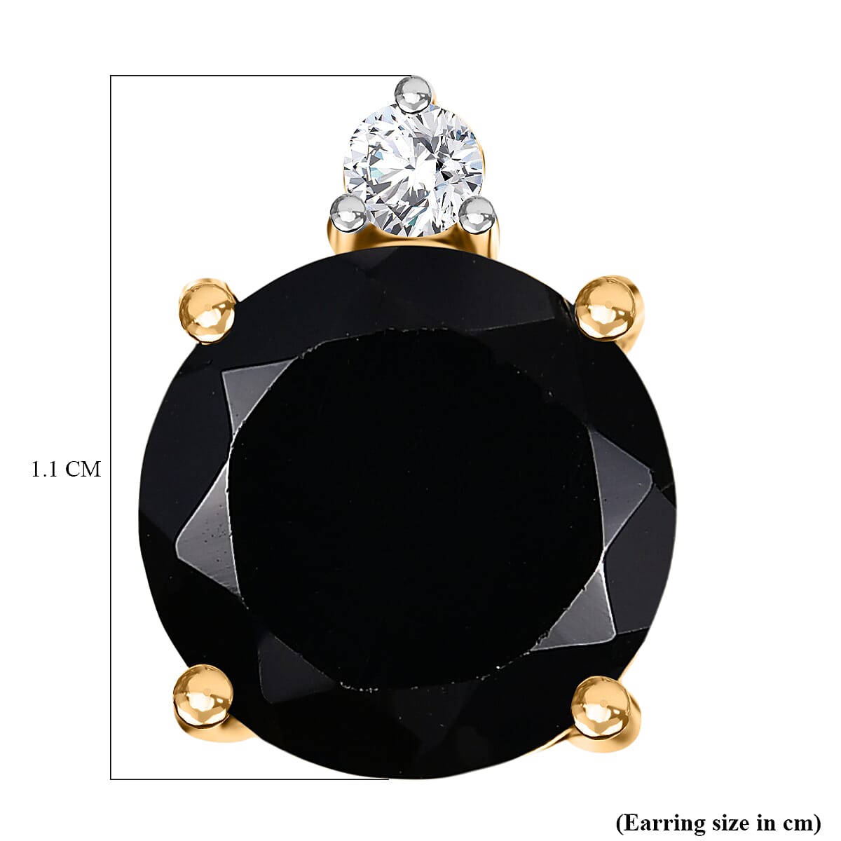 D'Joy Thai Black Spinel and White Zircon 4.65 ctw Earrings in 18K YG Plated Sterling Silver