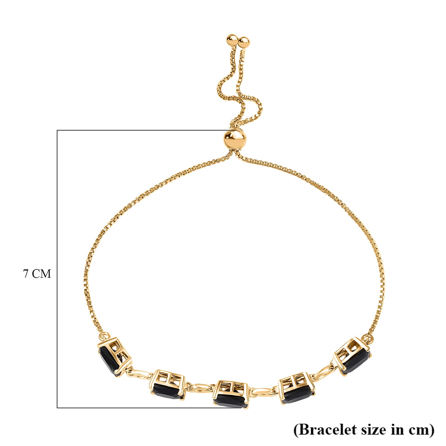 D'Joy Thai Black Spinel 10.10 ctw Bracelet in 18K YG Plated Sterling Silver (10.50 In)