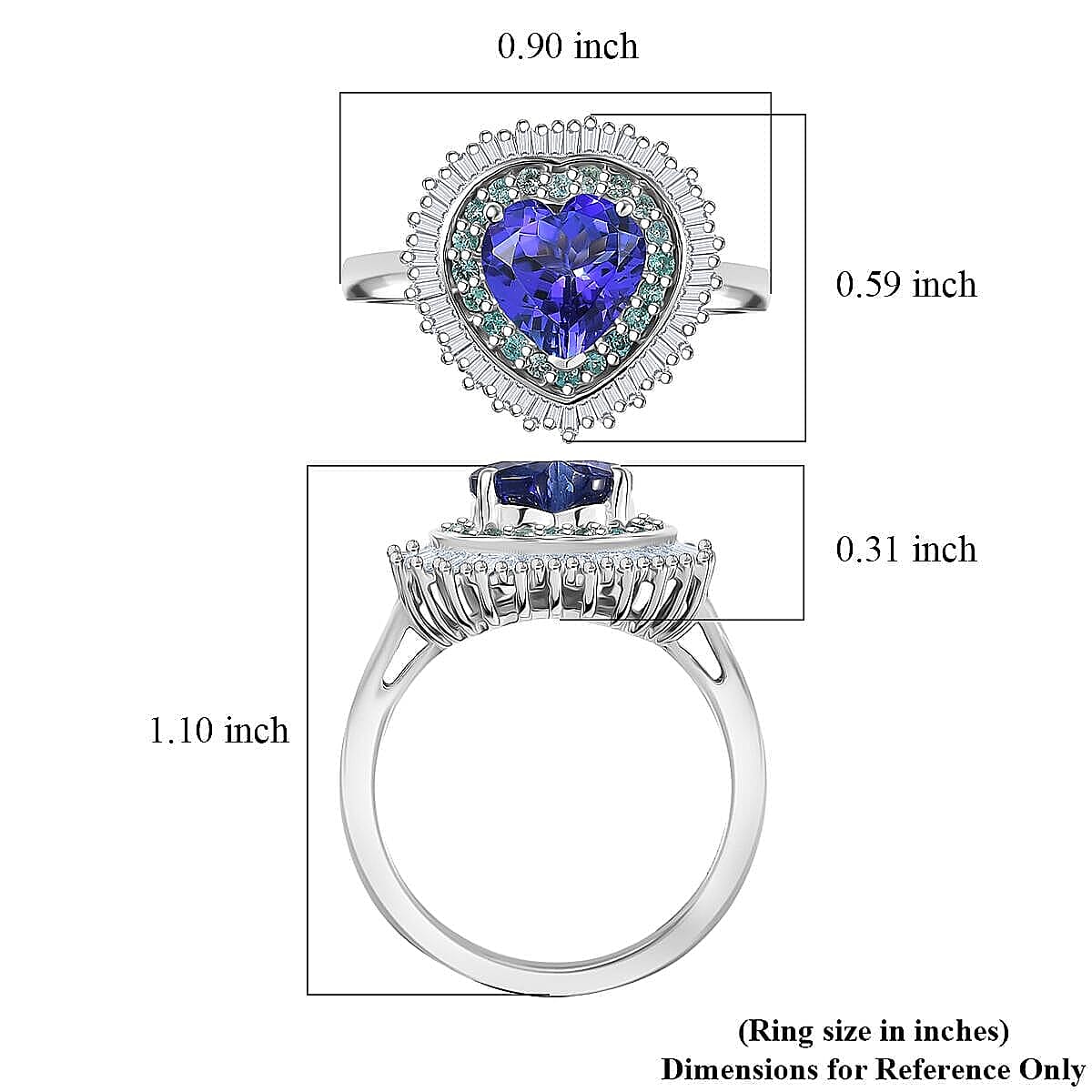 Doorbuster Rhapsody AAAA Tanzanite, Paraiba Tourmaline and Diamond (EF-VS) (0.39 cts) Ring in 950 Platinum (Size 10.0) (6.98 g) 2.60 ctw image number 5