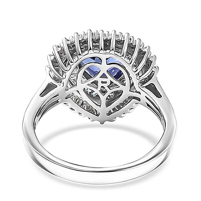 Rhapsody AAAA Tanzanite, Paraiba Tourmaline, Diamond Ring in 950 Platinum 2.60 ctw (Size 11.0)