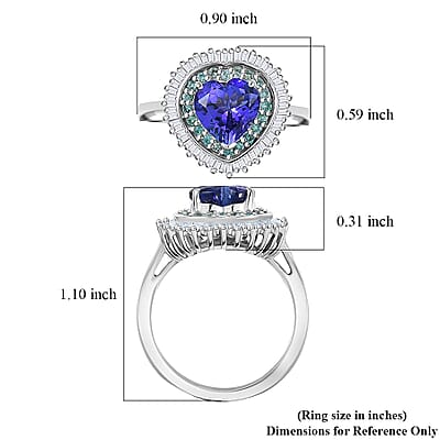 Rhapsody AAAA Tanzanite, Paraiba Tourmaline, Diamond Ring in 950 Platinum 2.60 ctw (Size 11.0)