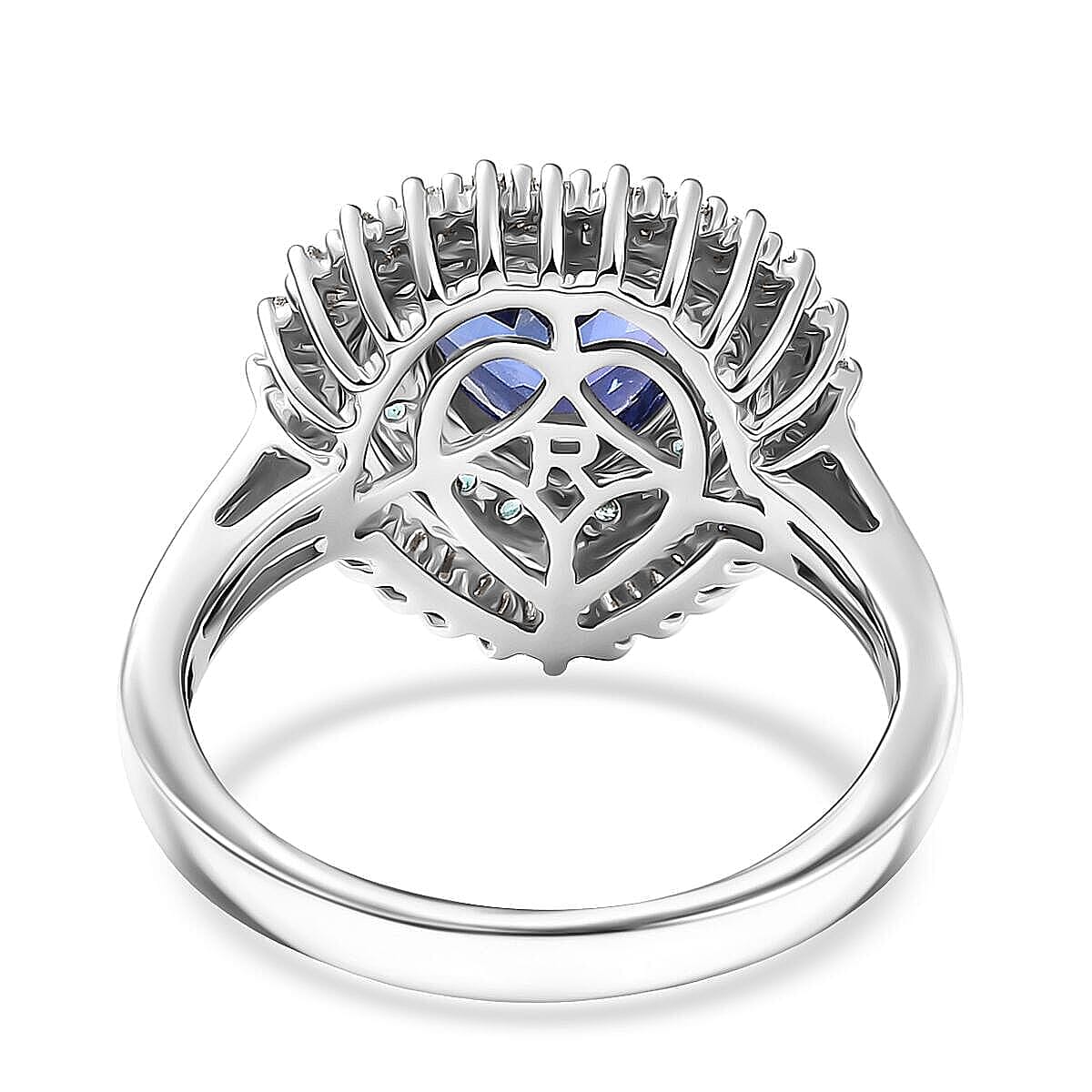 Rhapsody AAAA Tanzanite, Paraiba Tourmaline, Diamond Ring in 950 Platinum 2.60 ctw (Size 6.5) image number 4