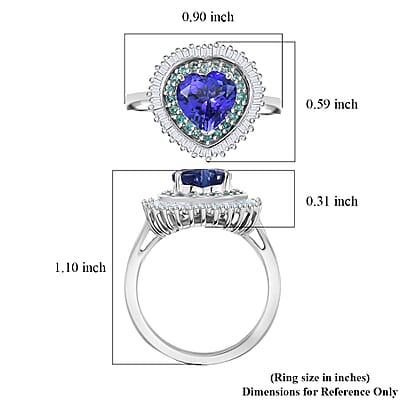 Rhapsody AAAA Tanzanite, Paraiba Tourmaline, Diamond Ring in 950 Platinum 2.60 ctw (Size 7.0)