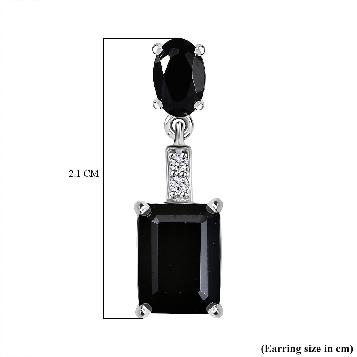 D'Joy Thai Black Spinel and White Zircon 6.10 ctw Earrings in Platinum Over Sterling Silver