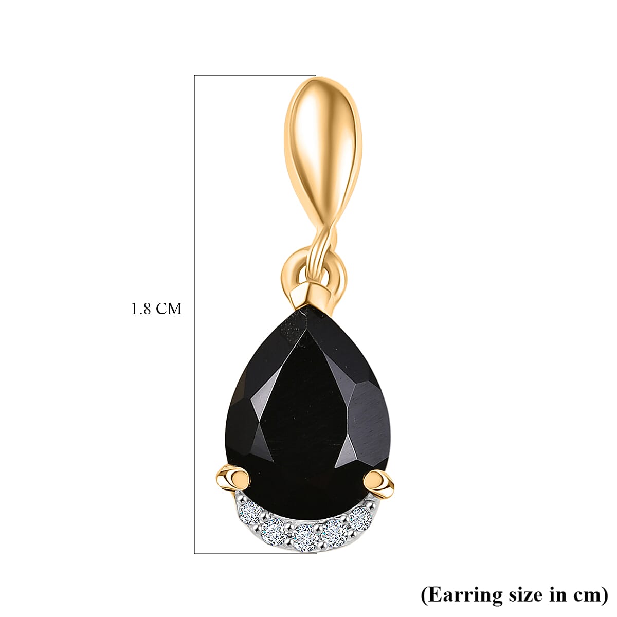 D'Joy Thai Black Spinel and White Zircon 3.00 ctw Earrings in 18K YG Plated Sterling Silver