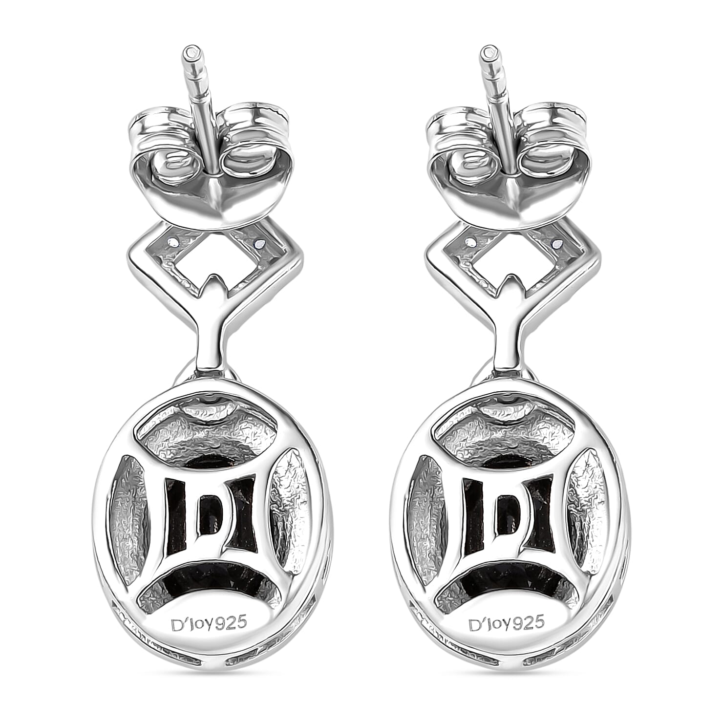 D'Joy Thai Black Spinel and White Zircon 3.35 ctw Earrings in Platinum Over Sterling Silver