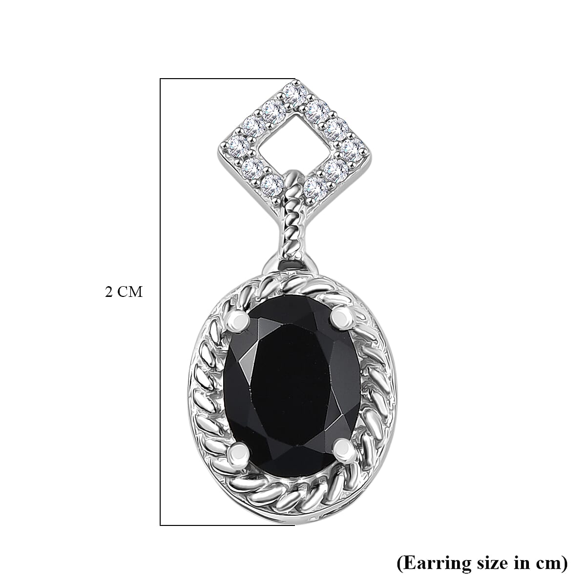 D'Joy Thai Black Spinel and White Zircon 3.35 ctw Earrings in Platinum Over Sterling Silver
