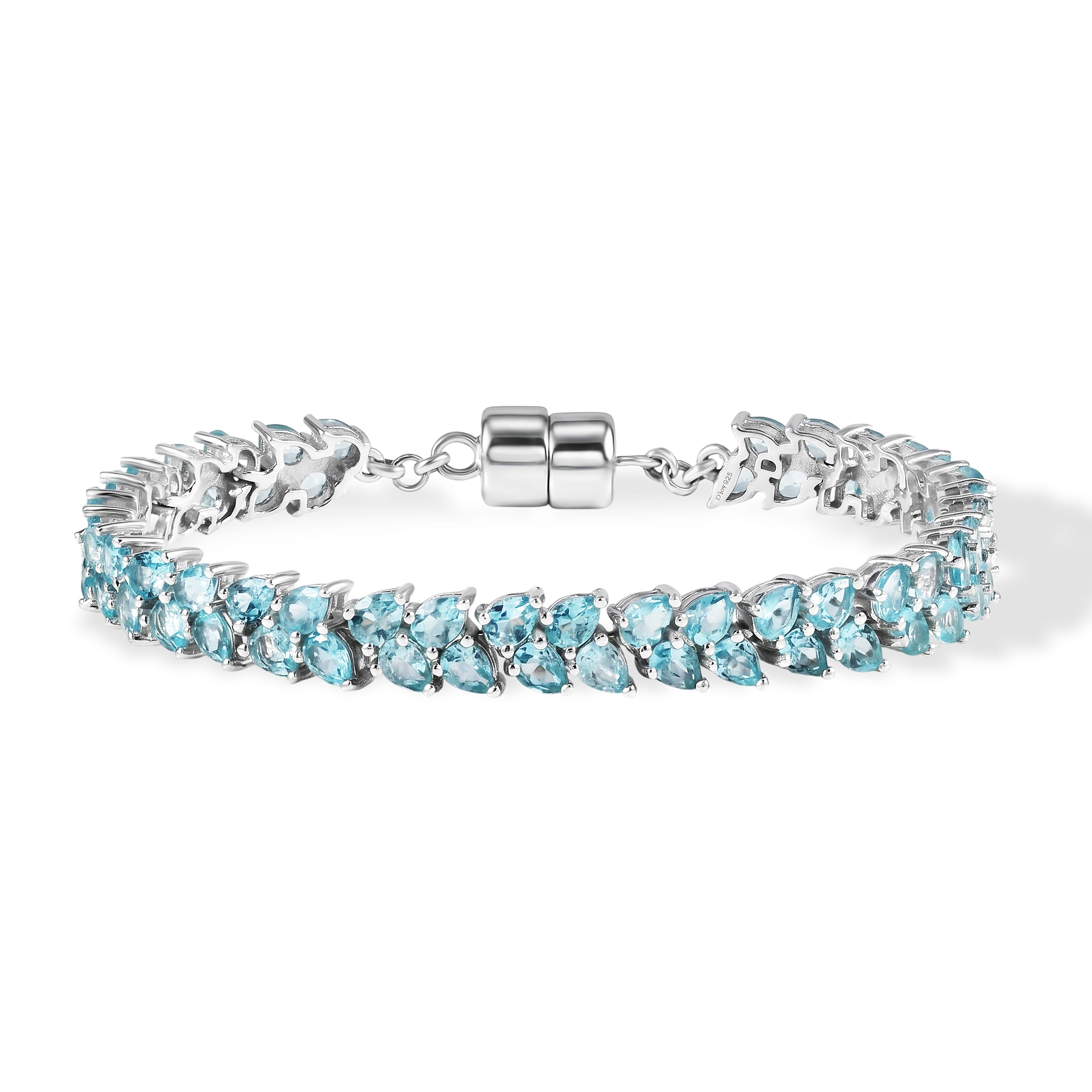 D'Joy Blue Apatite 13.00 ctw Bracelet in Rhodium Over Sterling Silver (6.50 In)