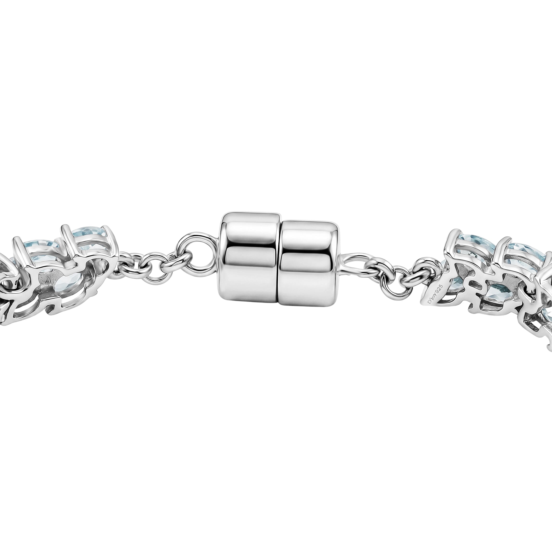D'Joy Blue Apatite 13.00 ctw Bracelet in Rhodium Over Sterling Silver (6.50 In)