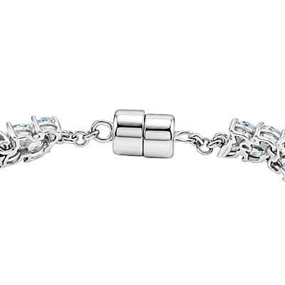 D'Joy Blue Apatite 13.00 ctw Bracelet in Rhodium Over Sterling Silver (6.50 In)