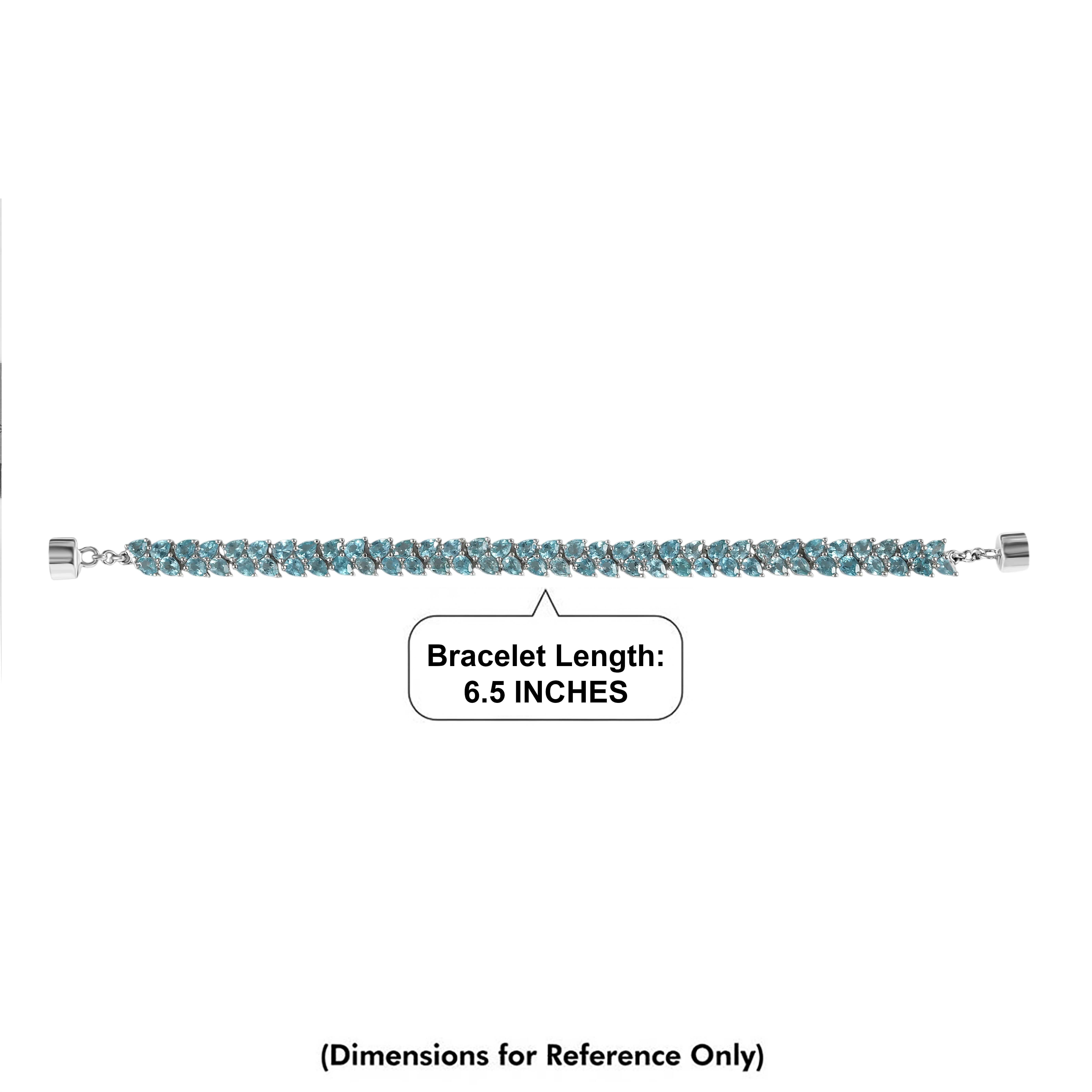 D'Joy Blue Apatite 13.00 ctw Bracelet in Rhodium Over Sterling Silver (6.50 In)