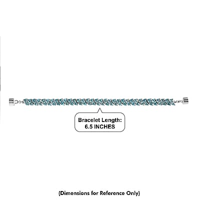 D'Joy Blue Apatite 13.00 ctw Bracelet in Rhodium Over Sterling Silver (6.50 In)