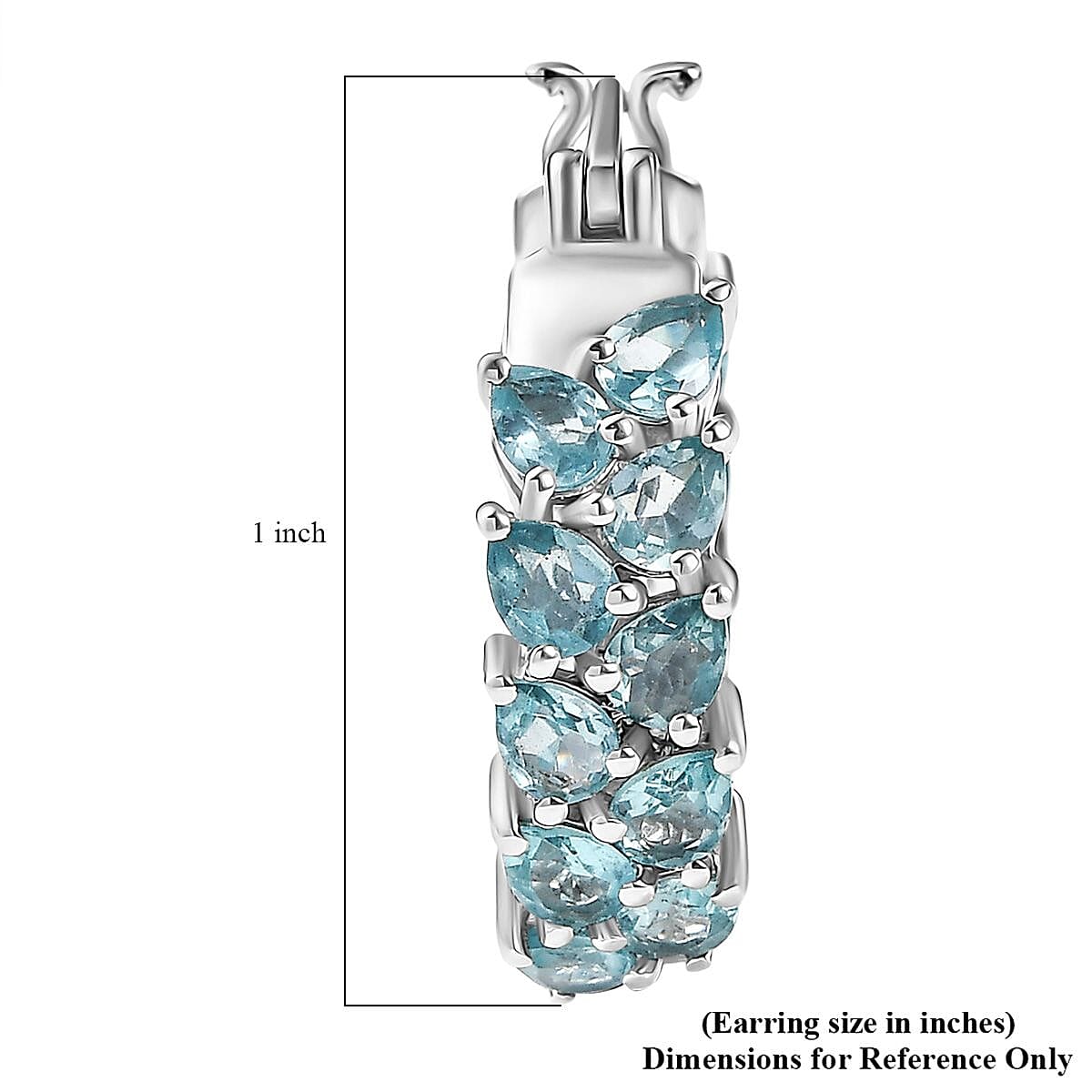 D'Joy Madagascar Blue Apatite 6.10 ctw Twilight Petals Hoop Earrings in Rhodium Over Sterling Silver image number 5