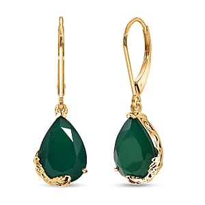 EverTrue Verde Onyx 18.50 ctw Earrings in 18K Yellow Gold Plated