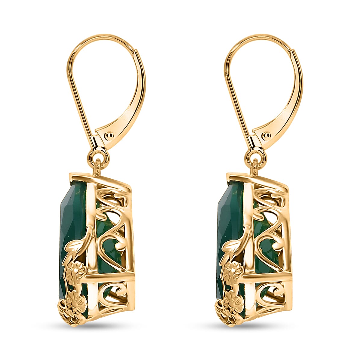 EverTrue Verde Onyx 18.50 ctw Earrings in 18K Yellow Gold Plated image number 3