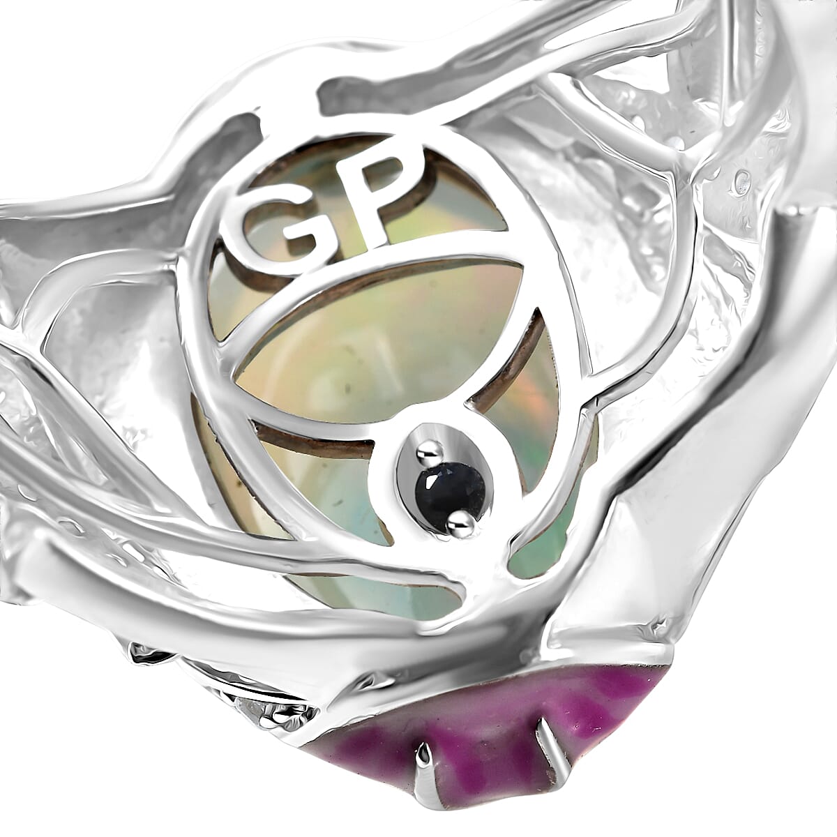 Doorbuster GP Italian Garden Collection Premium Ethiopian Welo Opal, Multi Gemstone Ring in Rhodium Over Sterling Silver (Size 10.0) 4.20 ctw image number 7