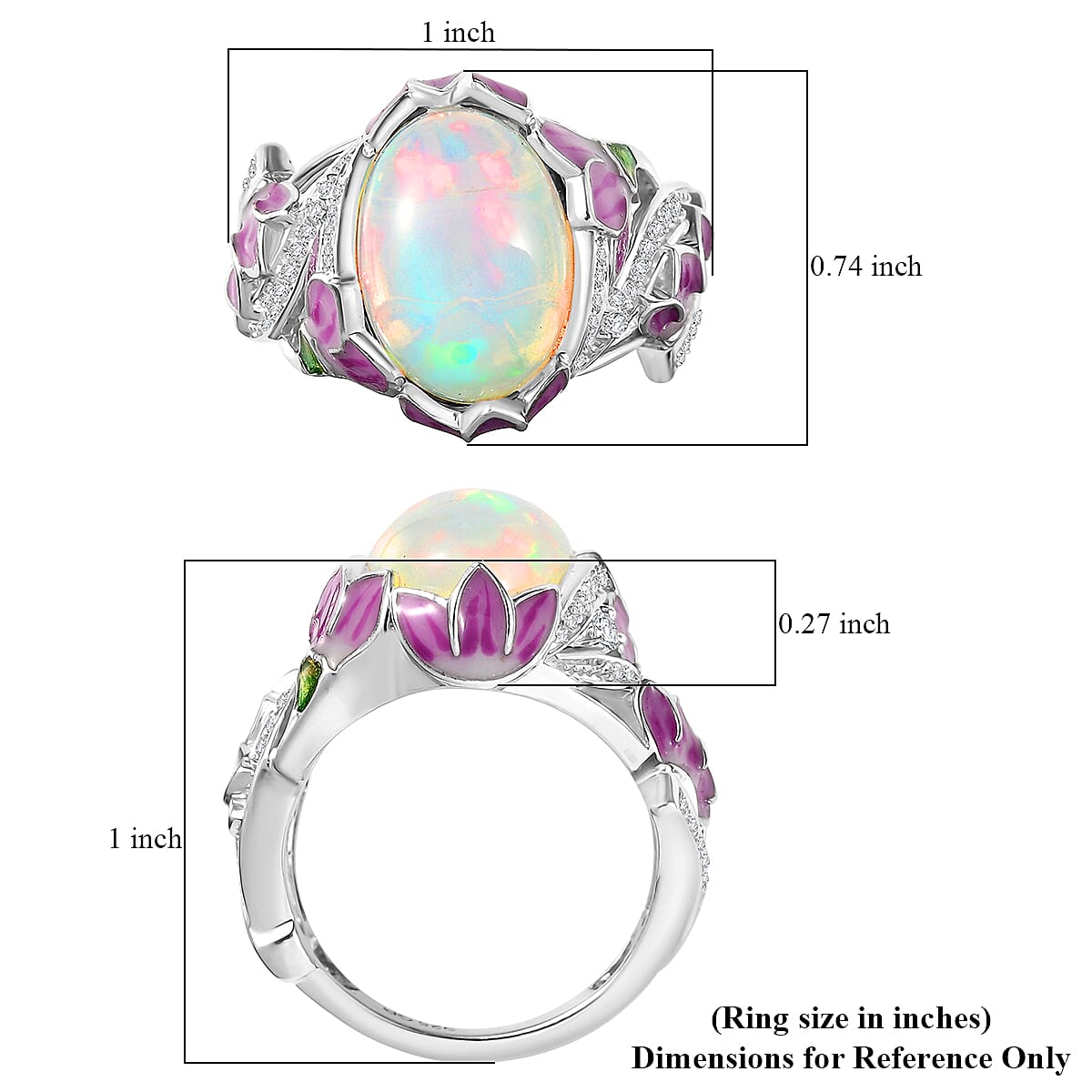  GP Italian Garden Collection Premium Ethiopian Welo Opal, Multi Gemstone Ring in Rhodium Over Sterling Silver (Size 6.0) 4.20 ctw image number 6