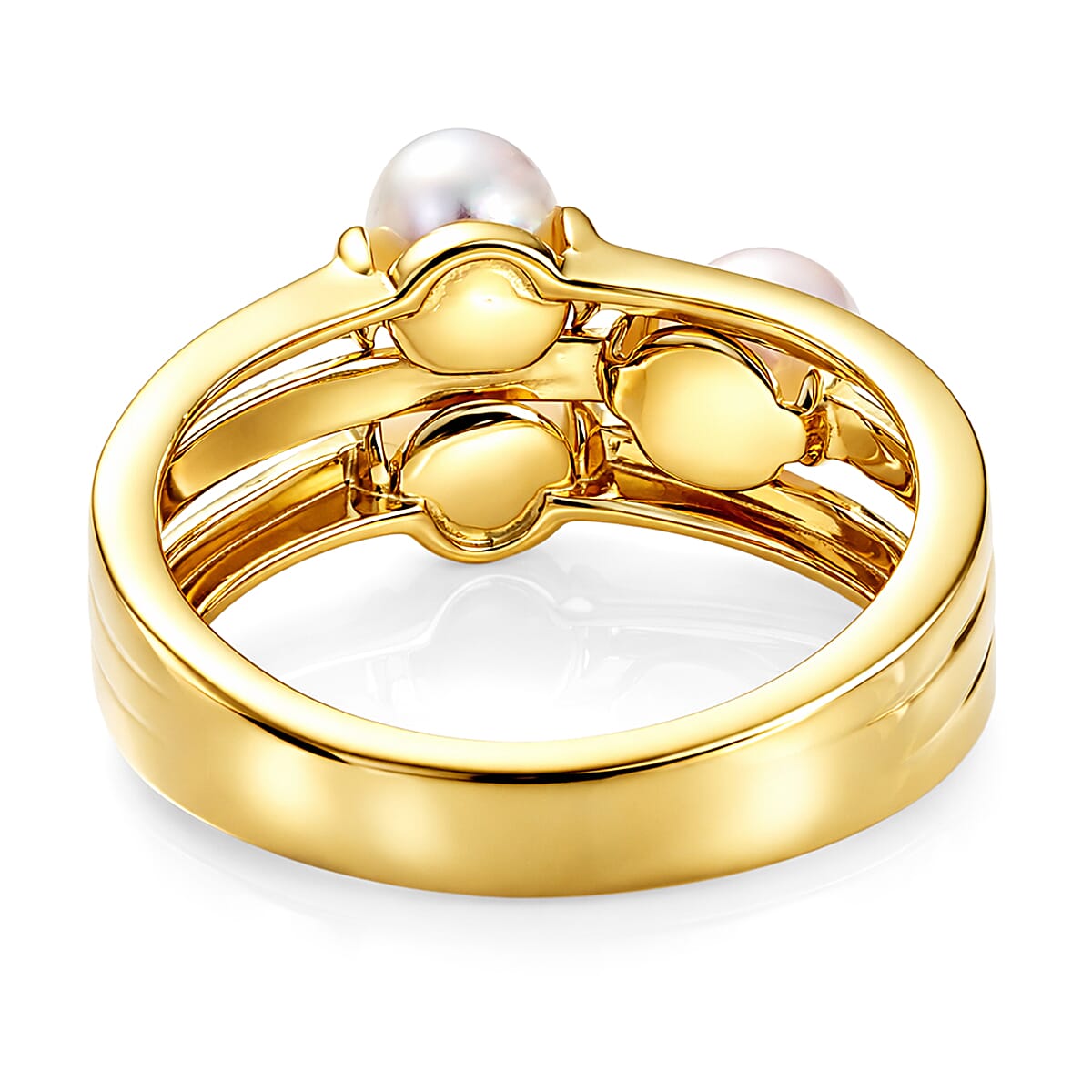 D'Joy Freshwater Pearl Fancy Ring in 18K Vermeil Yellow Gold Over Sterling Silver (Size 10.0)