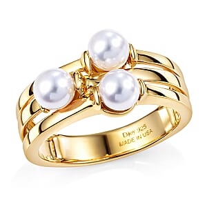 D'Joy Freshwater Pearl Fancy Ring in 18K Vermeil Yellow Gold Over Sterling Silver (Size 5.0)