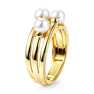 D'Joy Freshwater Pearl Fancy Ring in 18K Vermeil Yellow Gold Over Sterling Silver (Size 5.0)