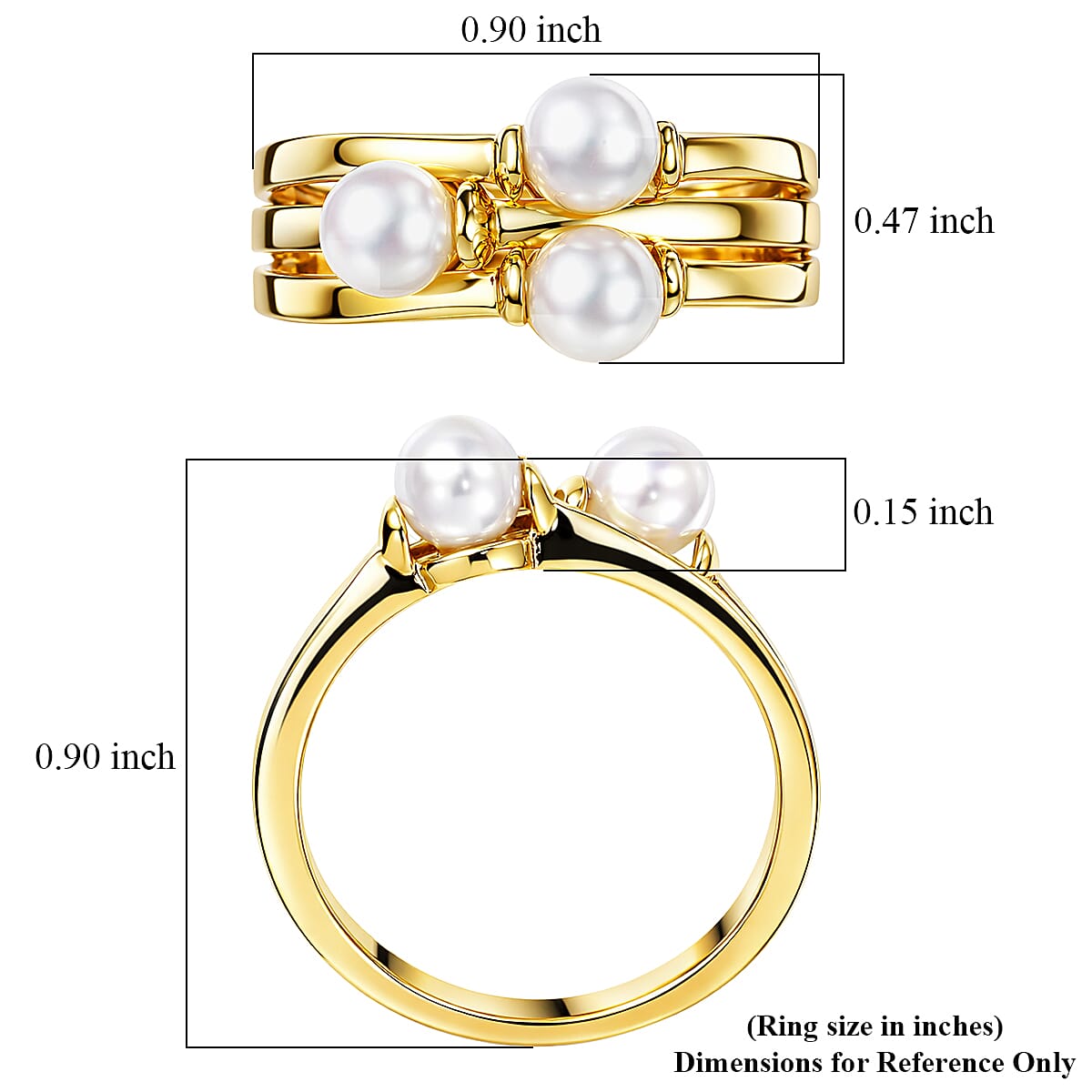 D'Joy Freshwater Pearl Fancy Ring in 18K Vermeil Yellow Gold Over Sterling Silver (Size 6.0) image number 5