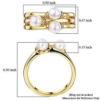D'Joy Freshwater Pearl Fancy Ring in 18K Vermeil Yellow Gold Over Sterling Silver (Size 6.0)