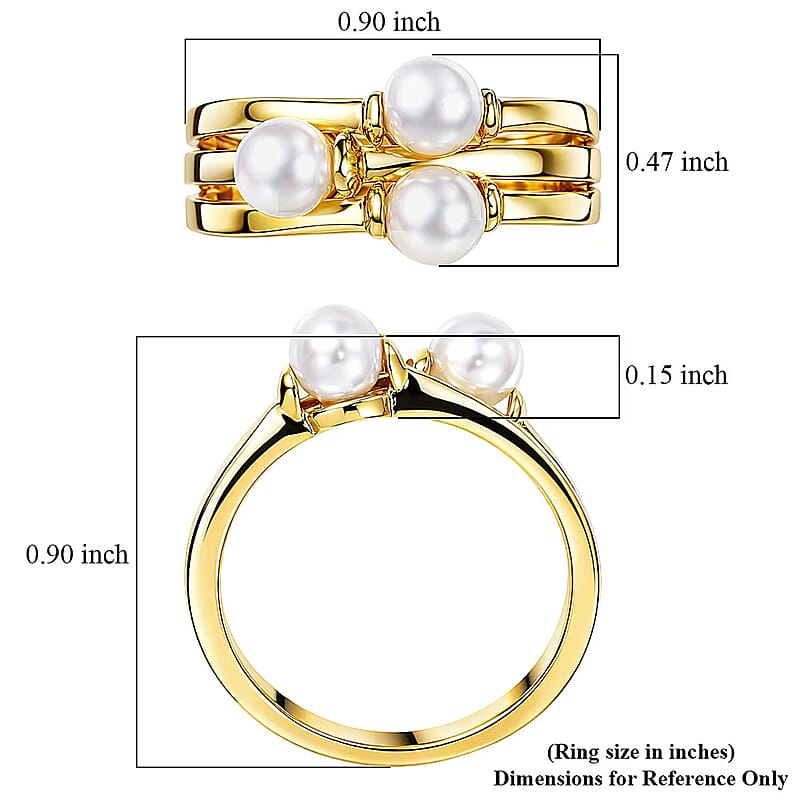 D'Joy Freshwater Pearl Fancy Ring in 18K Vermeil Yellow Gold Over Sterling Silver (Size 6.0)