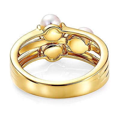 D'Joy Freshwater Pearl Fancy Ring in 18K Vermeil Yellow Gold Over Sterling Silver (Size 6.0)
