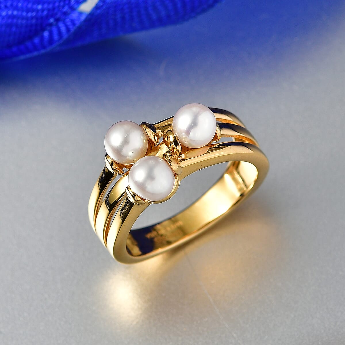 D'Joy Freshwater Pearl Fancy Ring in 18K Vermeil Yellow Gold Over Sterling Silver (Size 9.0) image number 1