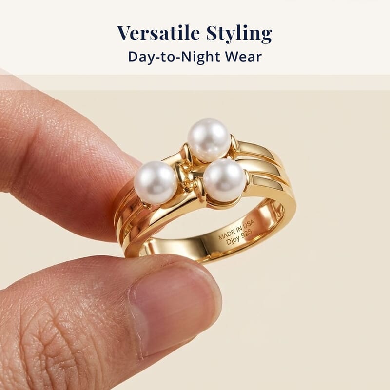 D'Joy Freshwater Pearl Fancy Ring in 18K Vermeil Yellow Gold Over Sterling Silver (Size 9.0)