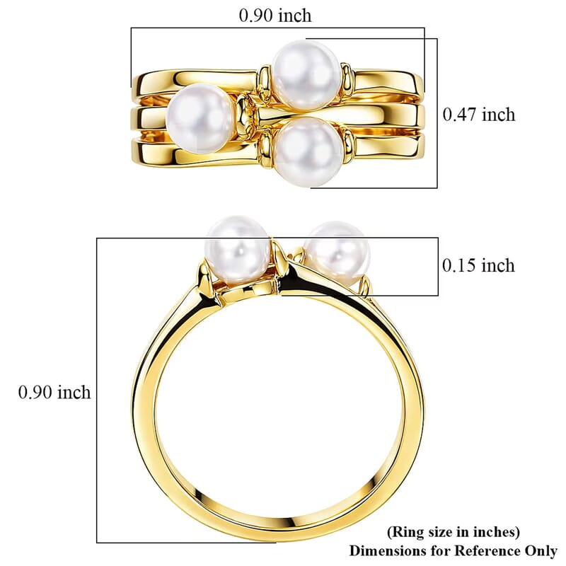 D'Joy Freshwater Pearl Fancy Ring in 18K Vermeil Yellow Gold Over Sterling Silver (Size 9.0)