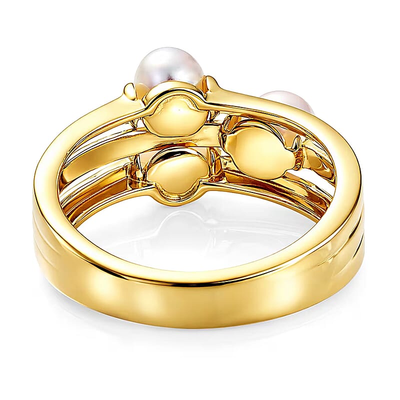 D'Joy Freshwater Pearl Fancy Ring in 18K Vermeil Yellow Gold Over Sterling Silver (Size 9.0)