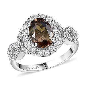 D'Joy Premium Jenipapo Andalusite and Moissanite 2.30 ctw Ring in Rhodium Over Sterling Silver (Size 10.0)