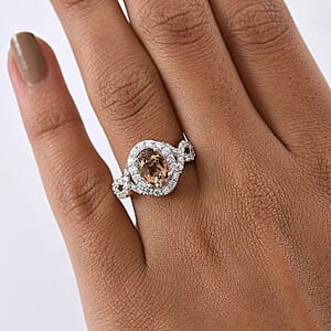 D'Joy Premium Jenipapo Andalusite and Moissanite 2.30 ctw Ring in Rhodium Over Sterling Silver (Size 10.0)