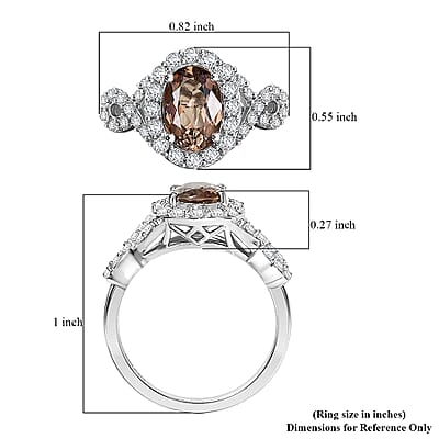 D'Joy Premium Jenipapo Andalusite and Moissanite 2.30 ctw Ring in Rhodium Over Sterling Silver (Size 10.0)
