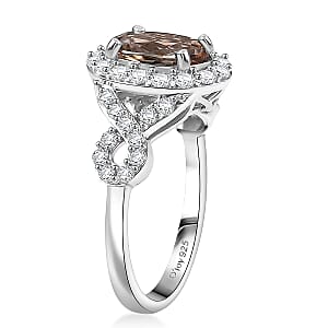 D'Joy Premium Jenipapo Andalusite and Moissanite 2.30 ctw Ring in Rhodium Over Sterling Silver (Size 11.0)