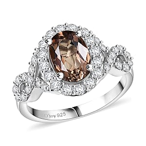 D'Joy Premium Jenipapo Andalusite and Moissanite 2.65 ctw Ring in Rhodium Over Sterling Silver (Size 7.0)