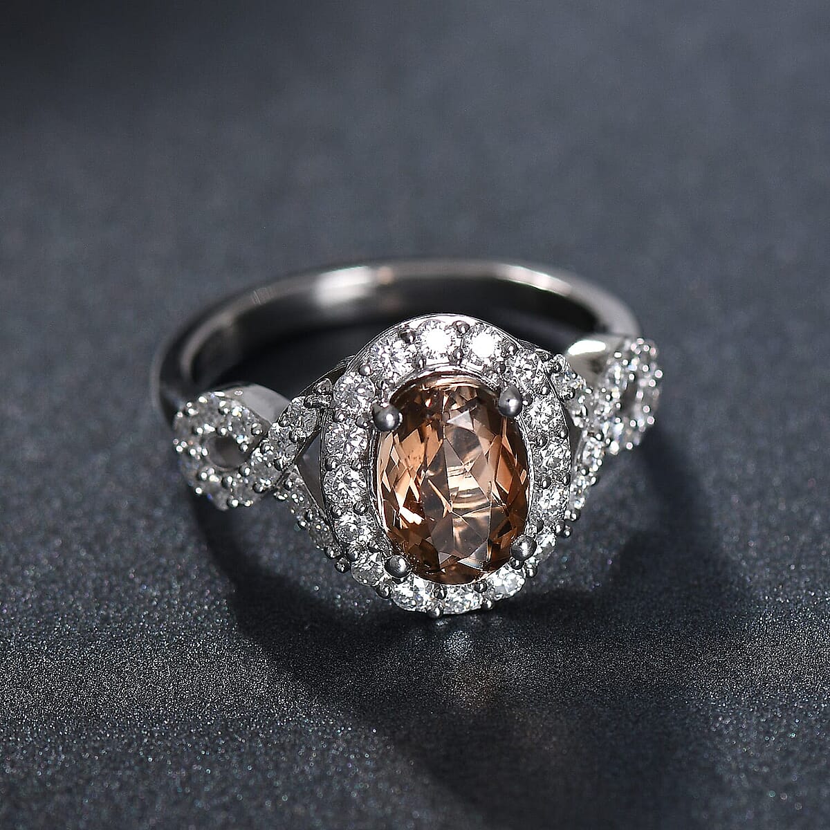 D'Joy Premium Jenipapo Andalusite and Moissanite 2.30 ctw Ring in Rhodium Over Sterling Silver (Size 7.5) image number 1