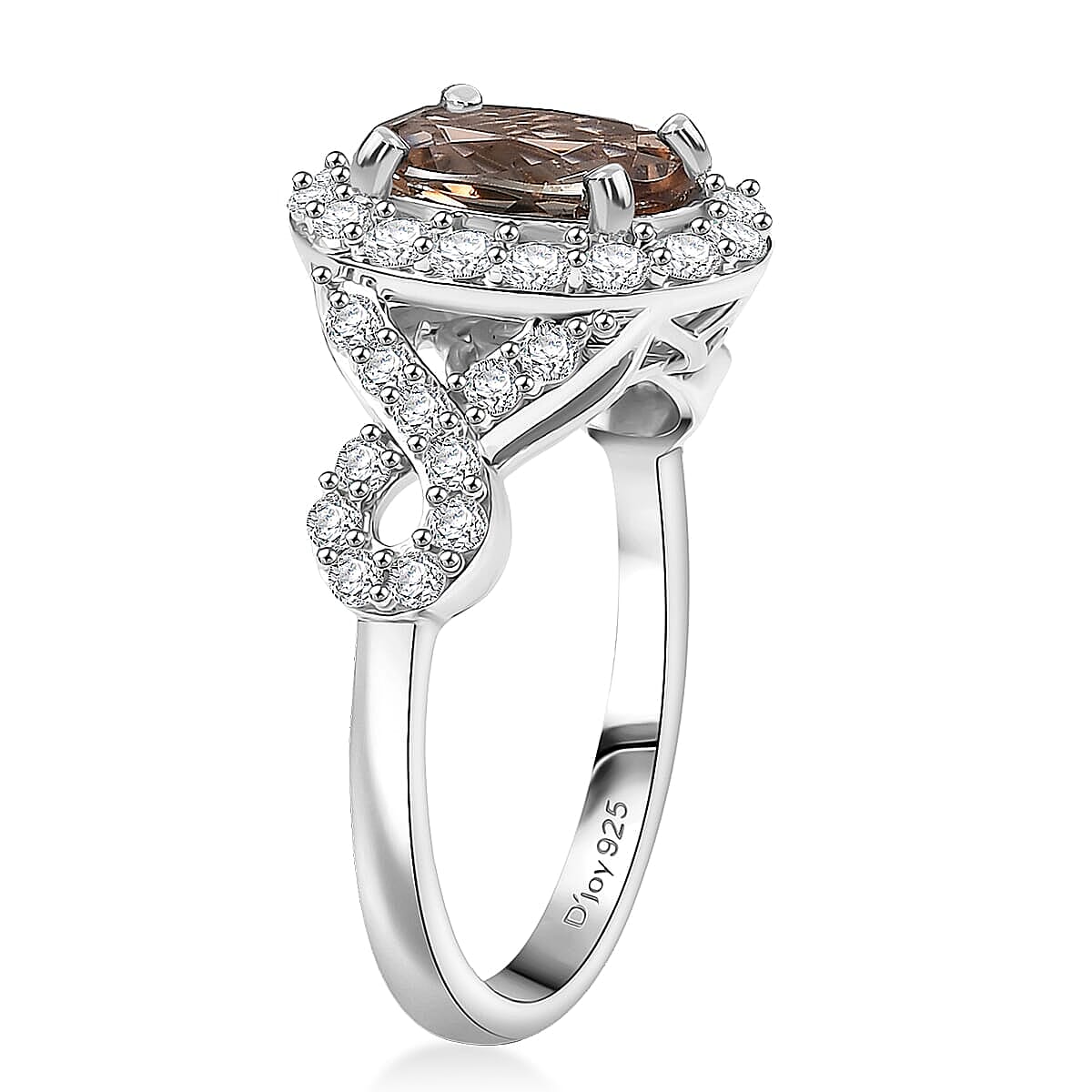 D'Joy Premium Jenipapo Andalusite and Moissanite 2.30 ctw Ring in Rhodium Over Sterling Silver (Size 7.5) image number 3