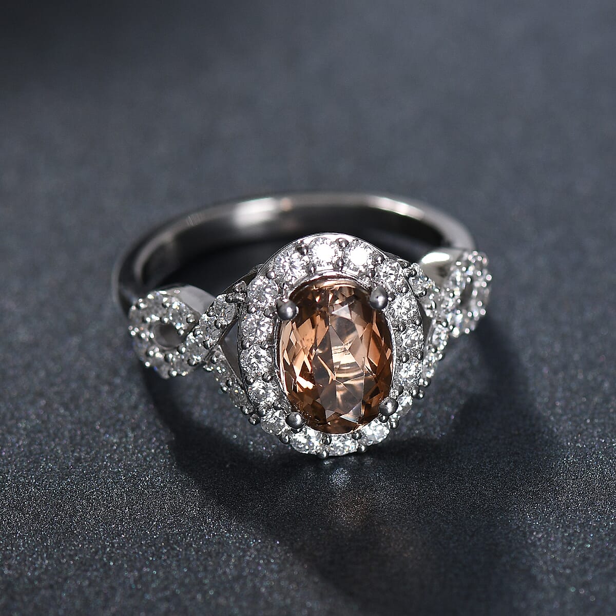 D'Joy Premium Jenipapo Andalusite and Moissanite 2.65 ctw Ring in Rhodium Over Sterling Silver (Size 9.0) image number 1