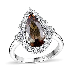 D'Joy Premium Jenipapo Andalusite and Moissanite 3.25 ctw Ring in Rhodium Over Sterling Silver (Size 10.0)