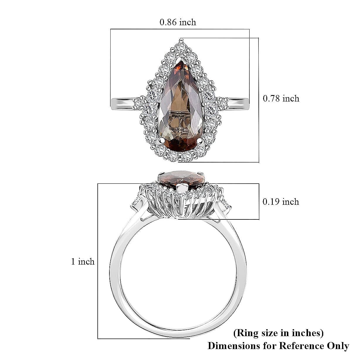 D'Joy Premium Jenipapo Andalusite and Moissanite 3.25 ctw Ring in Rhodium Over Sterling Silver (Size 10.0) image number 5